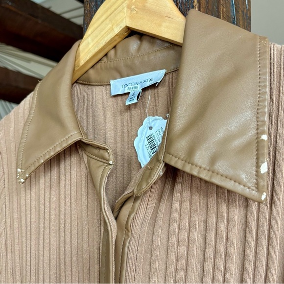TOCCIN Camel Colored Long Sleeve Button-Down Dress. - Picture 11 of 12